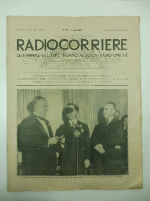 Radiocorriere. Settimanale dell'Ente Italiano audizioni radiofoniche, anno VIII, n. 19